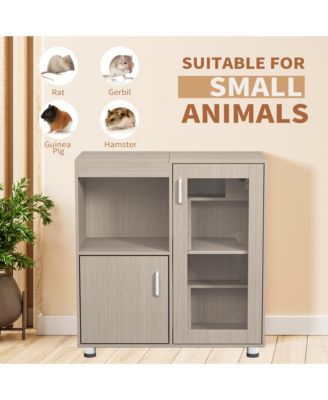 4-Tier Wooden Guinea Pig Cage – Hamster Habitat with Storage Cabinet & Acrylic Windows