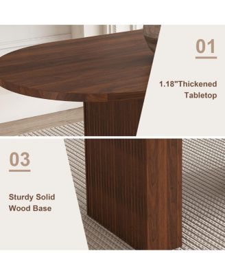Oval Dining Table for 6, Walnut Veneer, Modern Farmhouse, Waterproof, Scratch Resistant