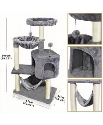 Cat Tree With Condo Big Hammock Hanging Ball Scratch Posts Removable Washable