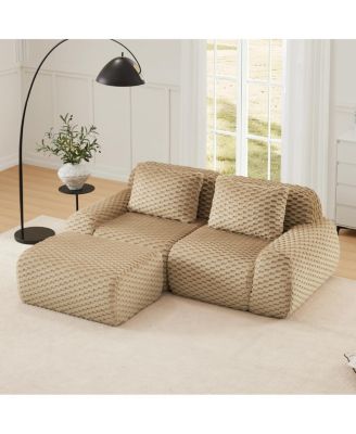 Streamdale Modern L-Shaped Flannelette Sectional Sofa with Movable Ottoman