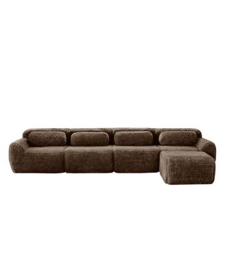 L-shaped Plush Modular Sectional Sofa, 32D High Density Sponge, Free Combination, No Assembly