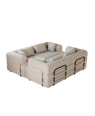 Streamdale Convertible Sleeper Sofa Bed with Pillow & Side Pocket, Chenille Folding Mattress Couch
