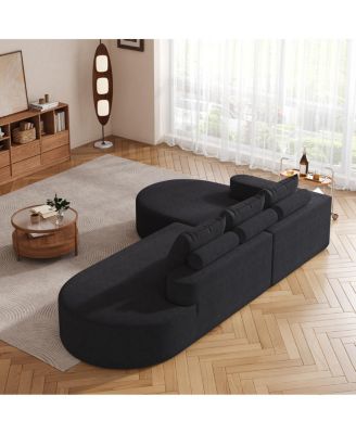 Modern Curved Chenille Sectional Sofa Couch Set, 108.5" L Shaped with 3 Pillows