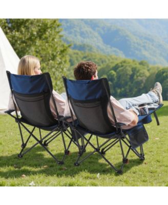 Reclining Camping Chair with 4 Positions, Folding Lounger with Headrest and Footrest