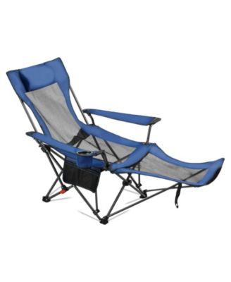 Reclining Camping Chair with 4 Positions, Folding Lounger with Headrest and Footrest