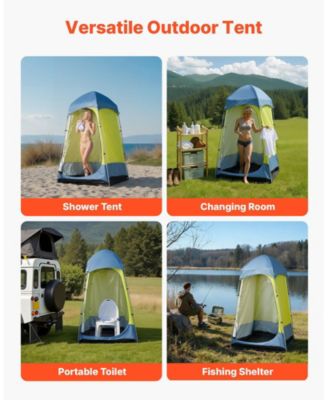 1-Room Camping Shower Tent Privacy Shelter with Stakes and Carry Bag