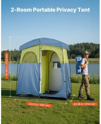 2-Room Camping Shower Tent with Shower Bag and Carry Bag