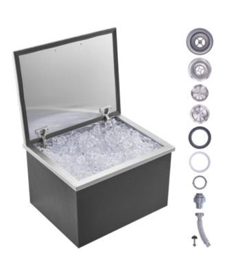20 x 16 x 13 Inch Drop-In Stainless Steel Ice Chest, 40 Qt with Hinged Lid