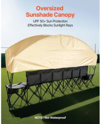 6-Seat Portable Folding Sports Bench with Sunshade and Cup Holders