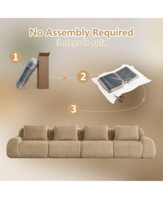 Modern Modular Sectional Sofa, Flannelette, Oversized 4-Seater, Deep Seat