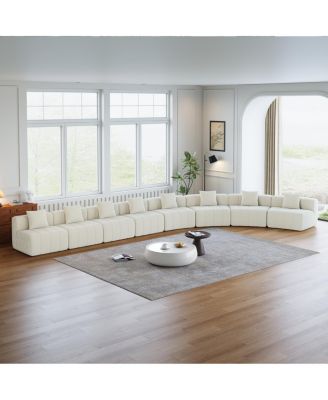 Streamdale Chenille Curved Sectional Sofa with 8 Pillows and Modular Seats