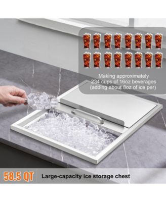 24 x 18 x 13 Inch Drop-In Stainless Steel Ice Chest, 40.9 Qt with Sliding Lid