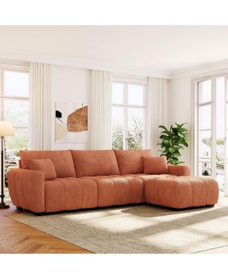 110" Modular Sectional Sofa, L Shape, Extra-large Seat, Movable Ottoman, Boucle Fabric