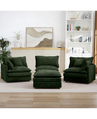  Modular Sectional Sofa, 102" L-Shaped Couch Set, 3-Seater Cloud Couch w/ Ottoman