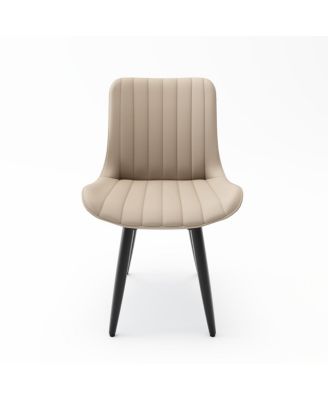 Set of 4 Modern PU Leather Dining Chairs with Thick Cushions & Metal Legs