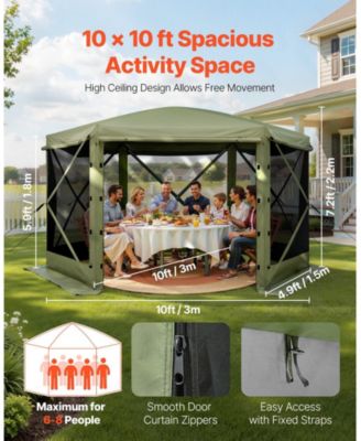 10 x 10 Ft Pop-Up Gazebo Screen Tent for 6-8 People