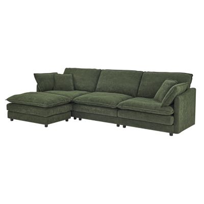Modern L-Shaped Sectional Sofa with Ottoman, 4-Seater Convertible Couch