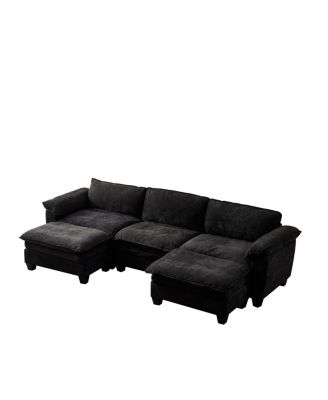 Living Room Furniture Sofa Luxury Couch Three Seater with Two Ottomans