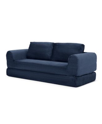  2-in-1 Folding Convertible Sofa Bed, Modern Corduroy Sleeper Couch with 2 Pillows