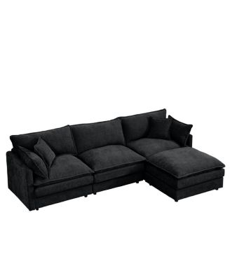  Modular Sectional Sofa, 102" L-Shaped Couch Set with Movable Ottoman