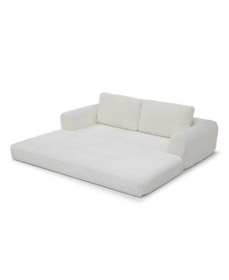  2-in-1 Folding Convertible Sofa Bed, Modern Corduroy Sleeper Couch with 2 Pillows
