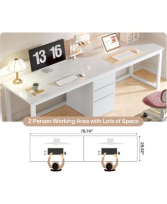 78.7'' 2 Person Computer Desk with 3 Drawers, Extra Long Double Office Desk with Storage, Modern Dual Study Writing Table