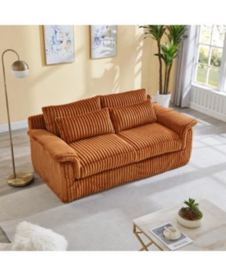  74" Cloud Corduroy Loveseat Sofa, Modern Comfy 2-Seater Couch for Small Spaces,