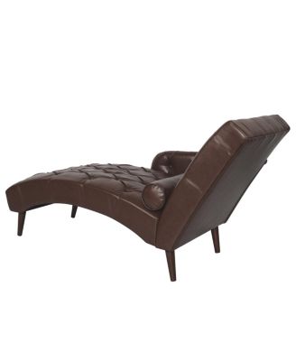 PU Chaise Lounge Armchair with Pillow and Wood Legs