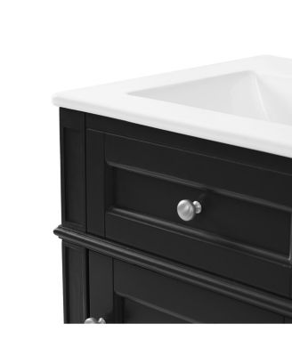 18" Bathroom Vanity with Ceramic Sink, Compact MDF Storage, Soft Close Door, Modern French Style for Small Bathroom
