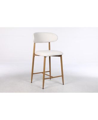 Set of 2 Counter Height Bar Stools, Upholstered Modern Barstools with Metal Legs