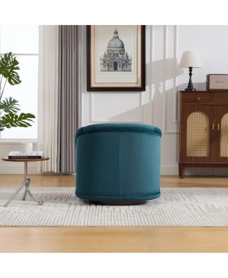 Velvet Swivel Accent Chair, 360-Degree Comfy Pumpkin-Shaped Chair