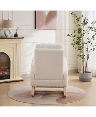  Sherpa Rocking Chair with Side Pocket & Rubber Wood Legs