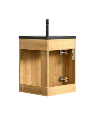 21" Corner Bathroom Vanity with Sink, Triangular Resin Basin, Soft Closing Door, Pre-assembled Small Space Storage Cabinet