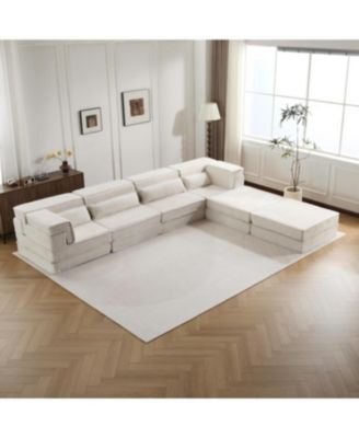 Sofa, Convertible Floor Sofa Bed, Modular Sectional, 4 Seater w/ Ottomans