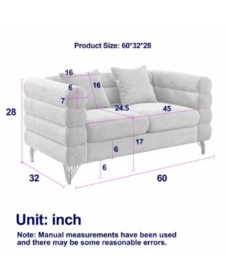 Streamdale 60" Oversized 2-Seater Sectional Sofa, White Teddy