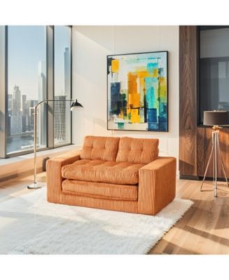 Corduroy Loveseat Sofa Bed with Memory Foam - No Assembly, Convertible