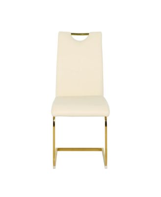 Modern PU Dining Chair with Gold Legs (Set of 4)