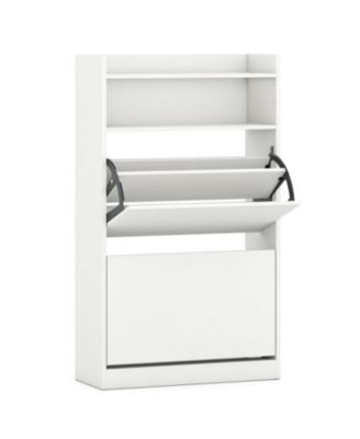 Shoe Storage Cabinet with 2 Flip Drawers & Adjustable Shelves