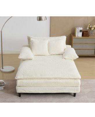 Oversized Corduroy Chaise Lounge Sofa Bed with Pillows