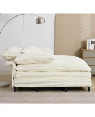 Oversized Corduroy Chaise Lounge Sofa Bed with Pillows