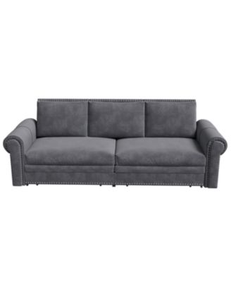 Chesterfield King Pull Out Sleeper Sofa Bed, Velvet, Nailhead Trim