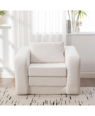 Convertible Chenille Sofa Bed with Pillow - Single Seater