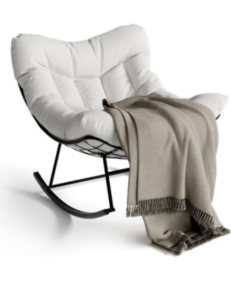 Grand Patio Rocking Chair Outdoor, Rocking Chair, Oversized Lounge Chair with Sturdy Metal Frame, Patio Rattan Egg Rocker