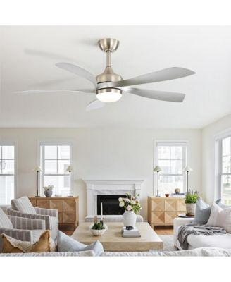 52-inch Modern Sand Nickel 5-Blade Ceiling Fan with Remote Control and LED Light