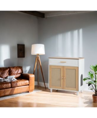 Cat Litter Box Furniture with Scratching Door & Socket