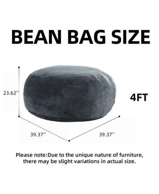 4FT Memory Foam Bean Bag Chair for Adults & Teens - Soft Round Sofa