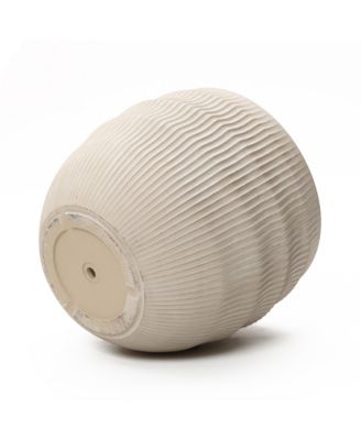 17.5" Dia Round Planter, Large Pots for Plants with Drainage Hole, Modern Wavy Textured Decorative Planter Pots for Indoor Plants