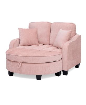  two-seater sofa chaise longue with storage footrest and two pillows