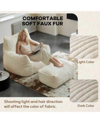 Ergonomic Corduroy Lounge Chair with Ottoman