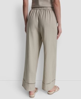 Women's High Rise Linen-Blend Pull-On Wide Leg Ankle Pants
